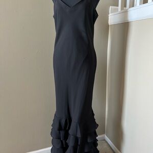 Vintage Black Maxi Dress with Ruffled Hem